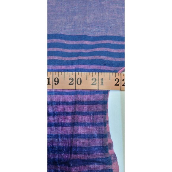 Beach Lunch Lounge Women's Cap Sleeve Striped Blouse Size Medium Multi Top Linen - Picture 9 of 10